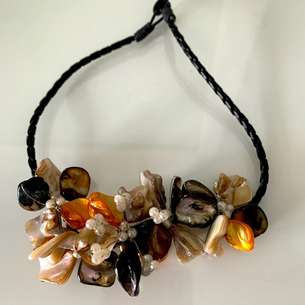 Multi colored hand beaded choker